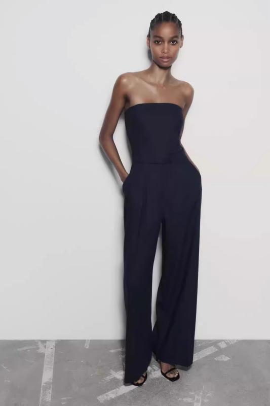 ZARA 자라 튜브탑 린넨혼방 점프슈트 8097371