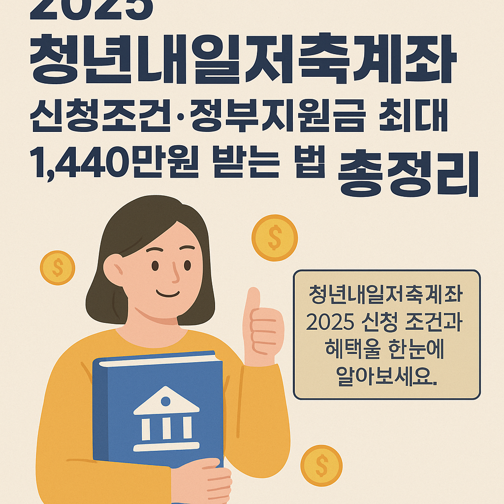 2025년 청년내일저축계좌 신청 조건과 정부지원금 요약 인포그래픽