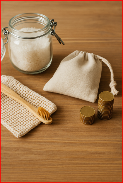 제로 웨이스트 생활의 경제적 이점을 암시하는 사진