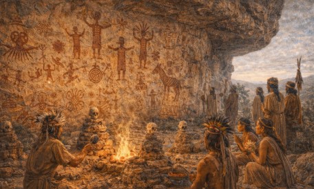 브라질 파르나이바 문명의 암각화를 보여줍니다.