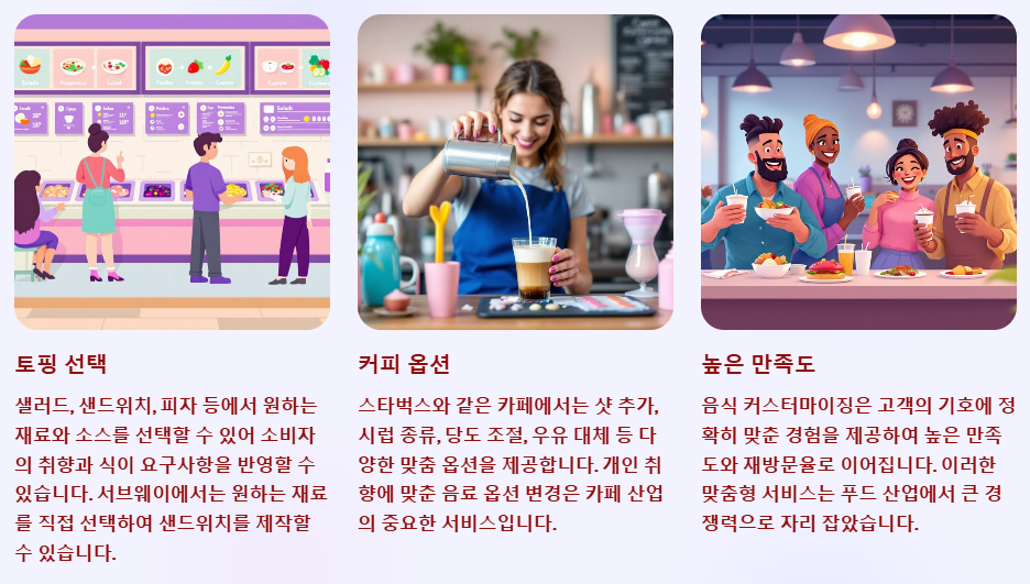 음식 카페 커스터 마이징