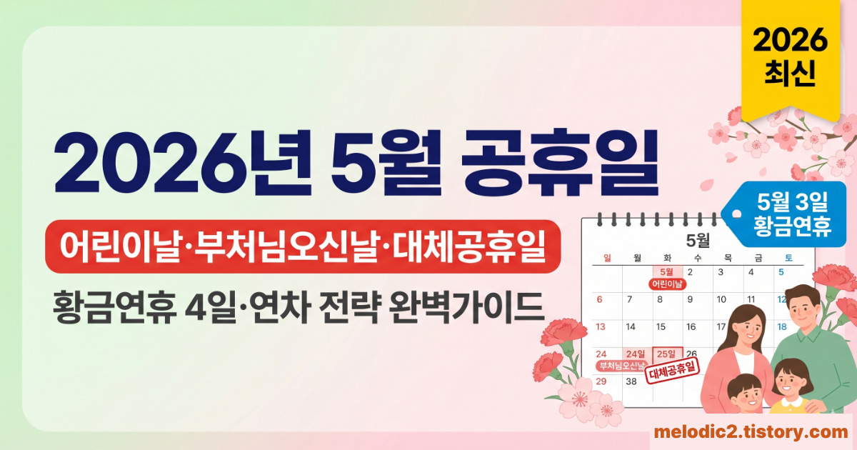 2026 5월 공휴일 어린이날 부처님오신날 대체공휴일 연차 전략