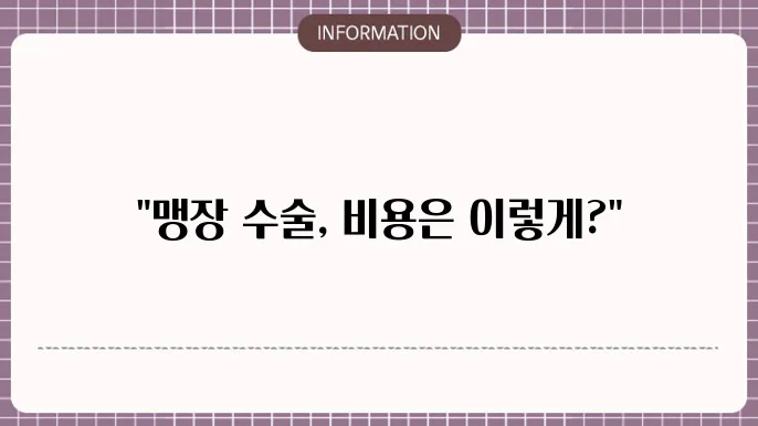맹장 수술 비용