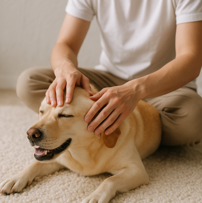 강아지 마사지하는 사진