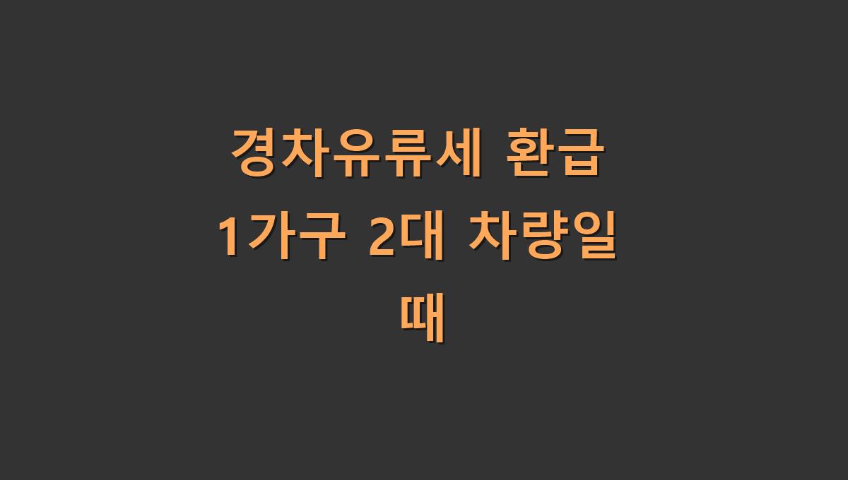 경차유류세 환급 1가구 2대 차량일 때