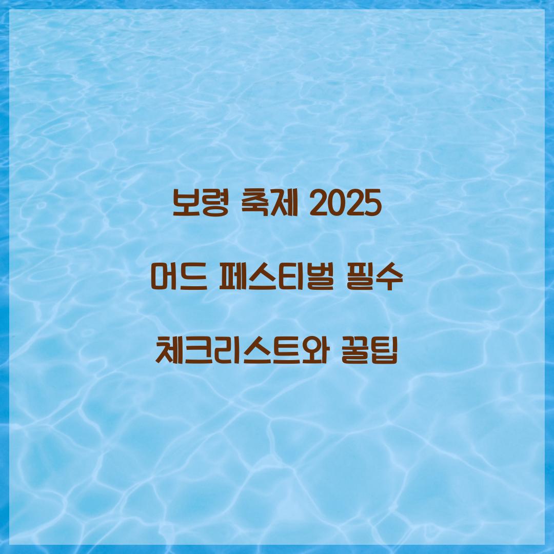 보령 축제 2025 머드 페스티벌