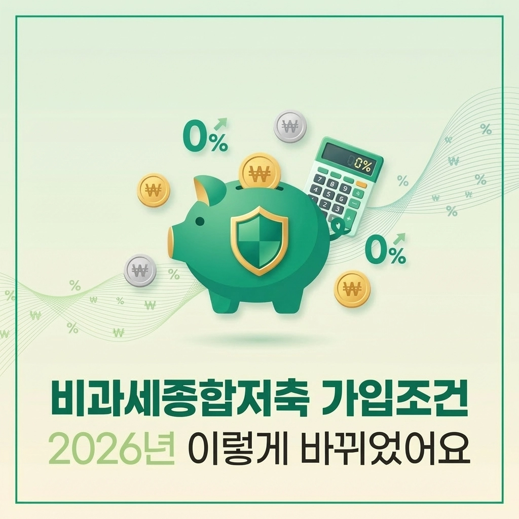 비과세종합저축 가입 조건, 2026년 이렇게 바뀌었어요