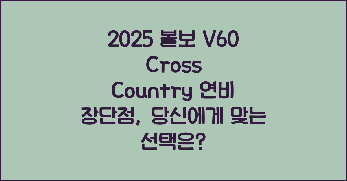 2025 볼보 V60 Cross Country 연비 장단점