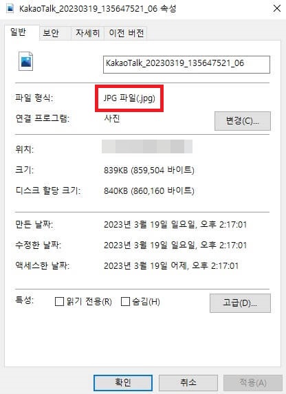 파일 형식 체크