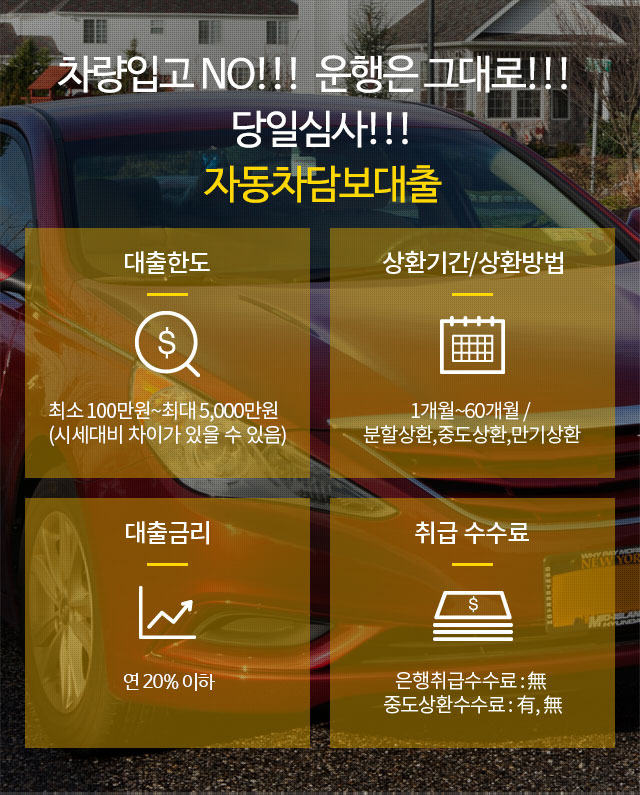 자동차담보대출 대출절차 대출금리 신용점수 금융정보