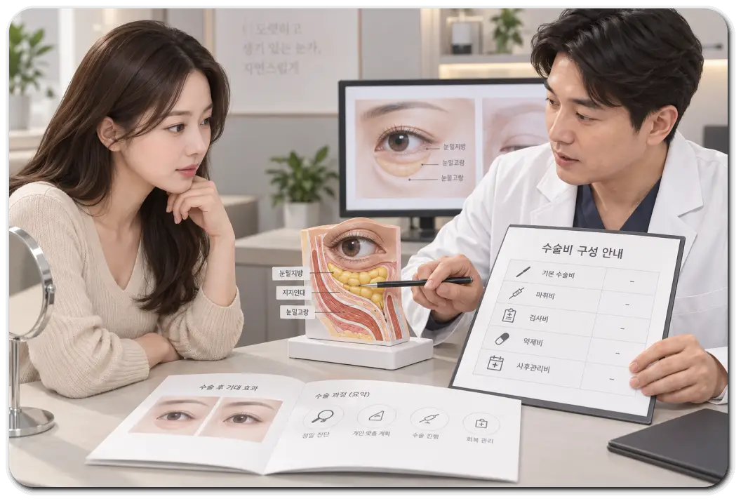 눈밑지방재배치-수술비-상담