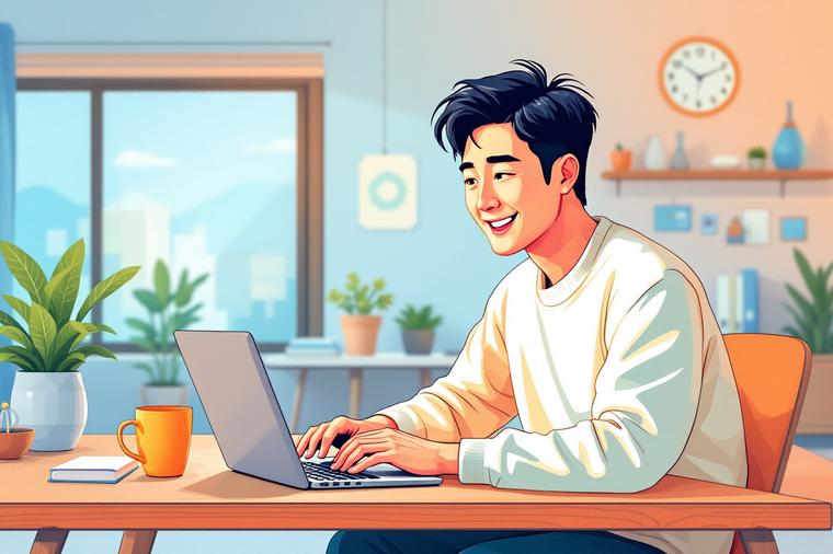 온라인 코딩파티 참여하여 보고 있는 성인