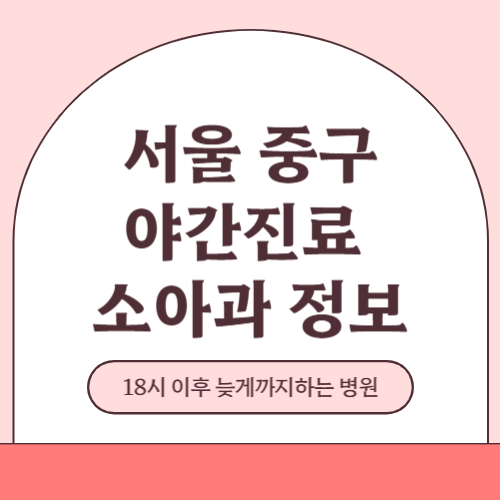 서울 중구 야간진료 소아과 병원 (18시 이후 늦게까지하는 병원)
