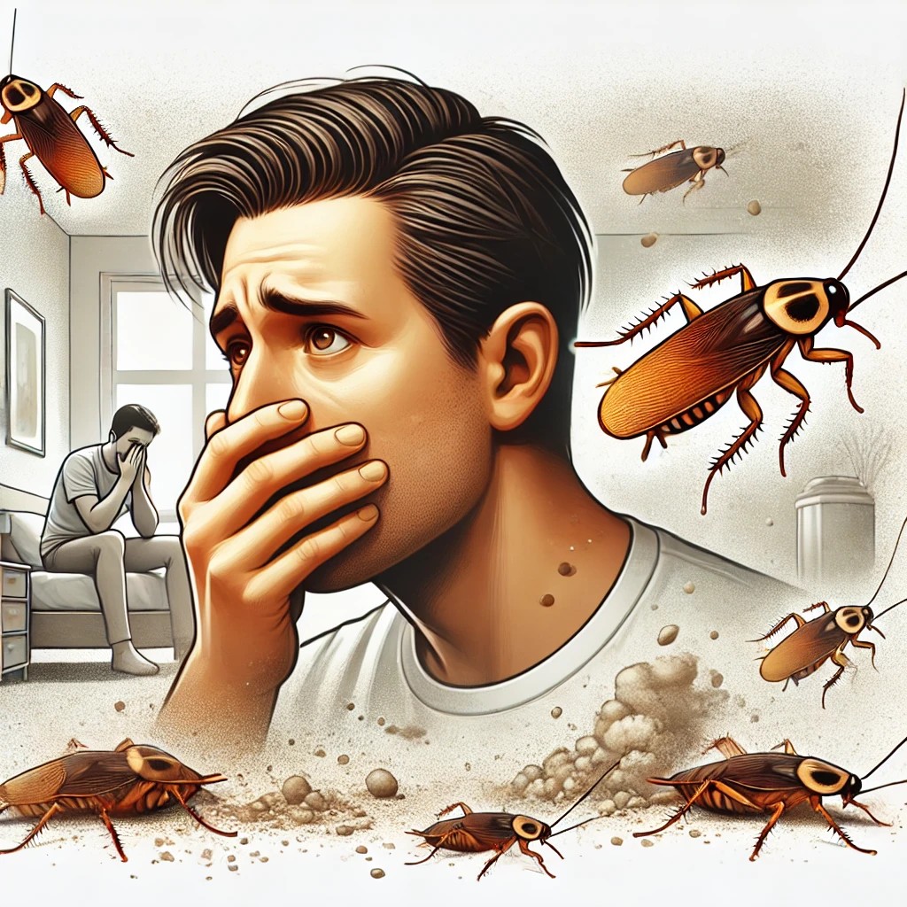 알레르기 환자가 바퀴벌레로 인해 고통스러워하는 사진