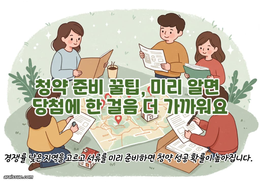 경쟁률 낮은 지역을 고르고 서류를 미리 준비하면 청약 성공 확률이 높아집니다.