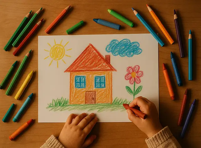 색연필과 크레용 그림