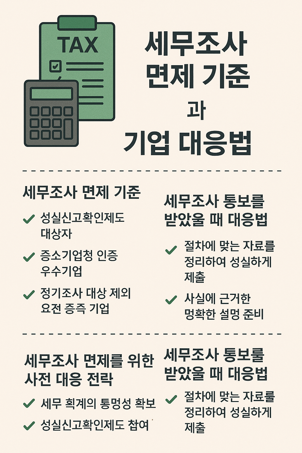 세무조사면제 기준과 기업대응법 요약내용 정리 이미지
