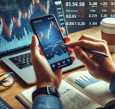 핸드폰으로 주식 차트 보는 사람