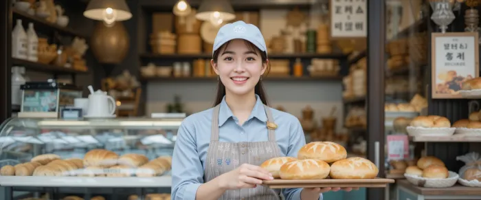 제과점 앞 주인 여성