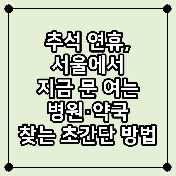추석 연휴, 서울에서 지금 ‘문 여는 병원·약국’ 찾는 초간단 방법