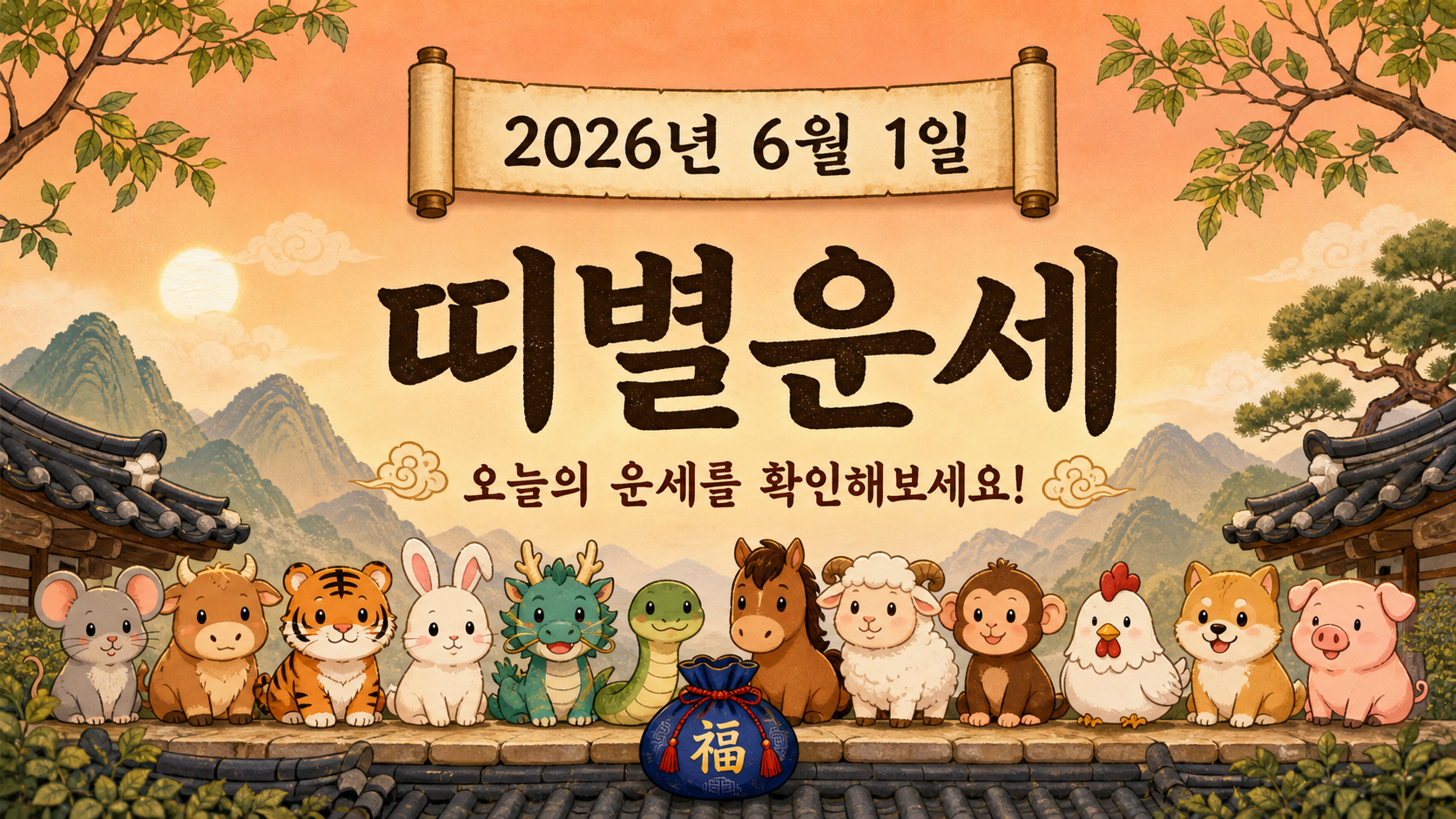 2026년 6월 1일 띠별운세 무료 보기 만세력 2D 이미지