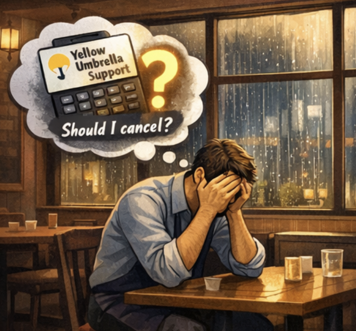 노란우산 공제 해지에대해 고민하는 이미지