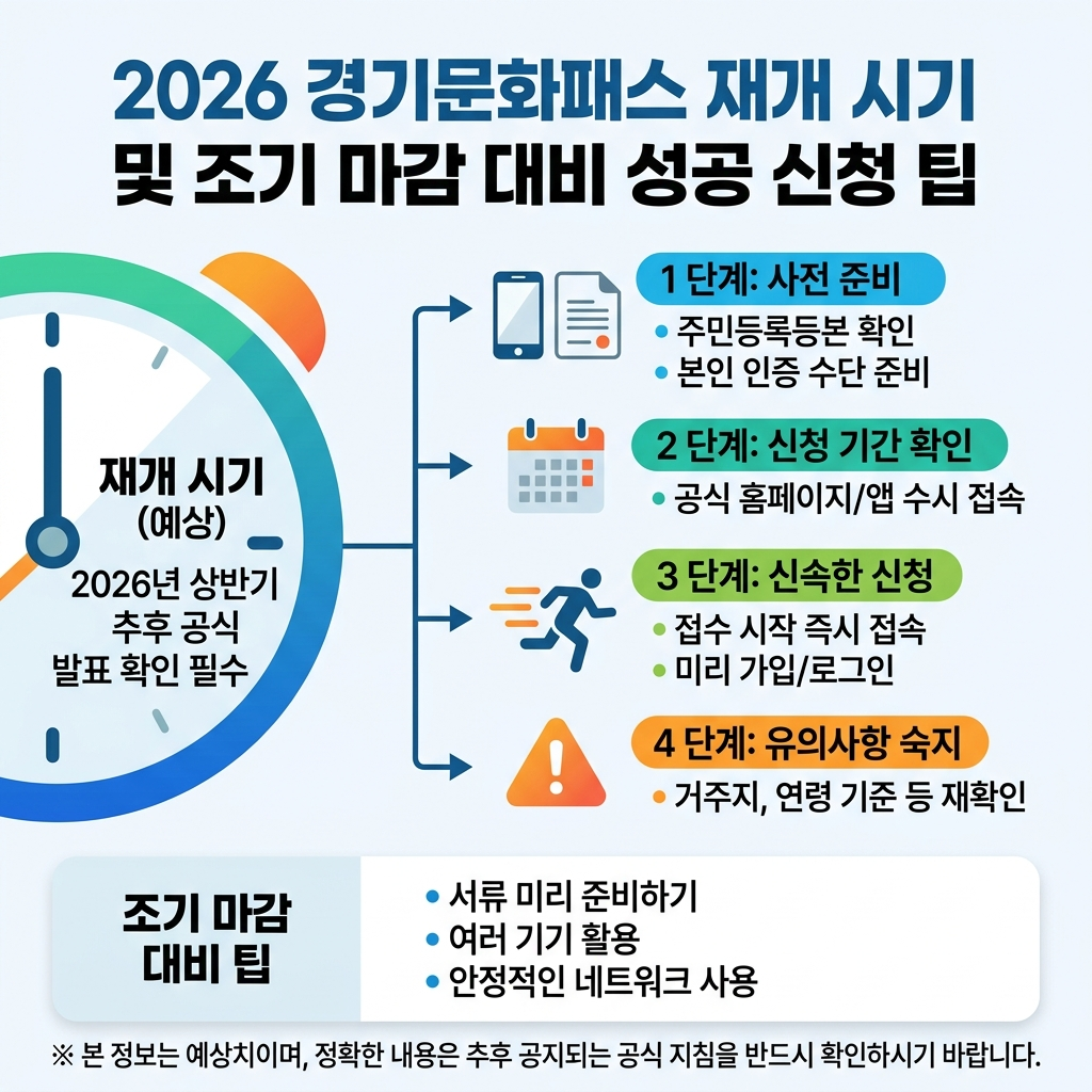 2026 경기컬쳐패스 조기 마감 대비 재개 시점 및 신청 성공 꿀팁