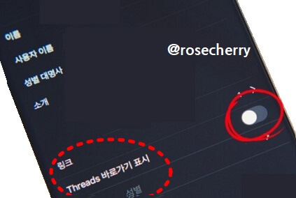 인스타그램-프로필편집에서-Threads-바로가기-표시-온오프하기버튼