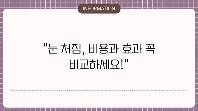 눈처짐 수술비용 - 비용과 효과 비교