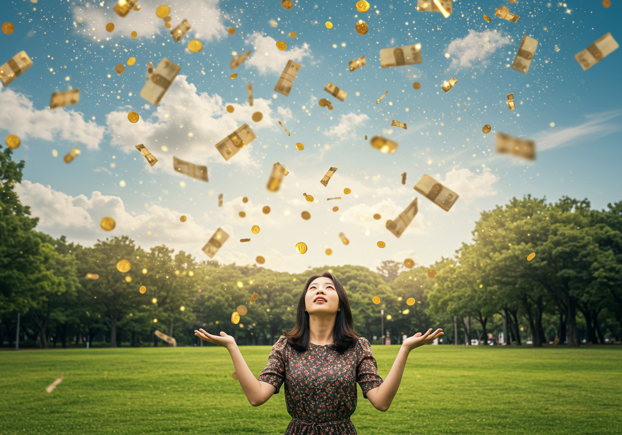 하늘에서 돈이 떨어지는 꿈 - 최고의 길몽