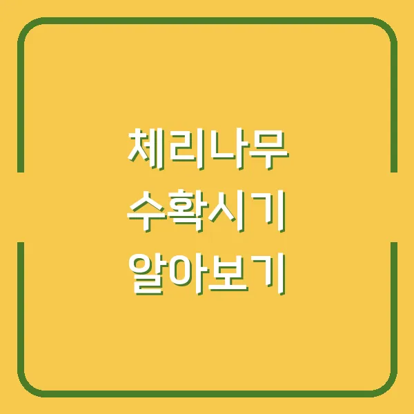 체리나무 수확시기 알아보기
