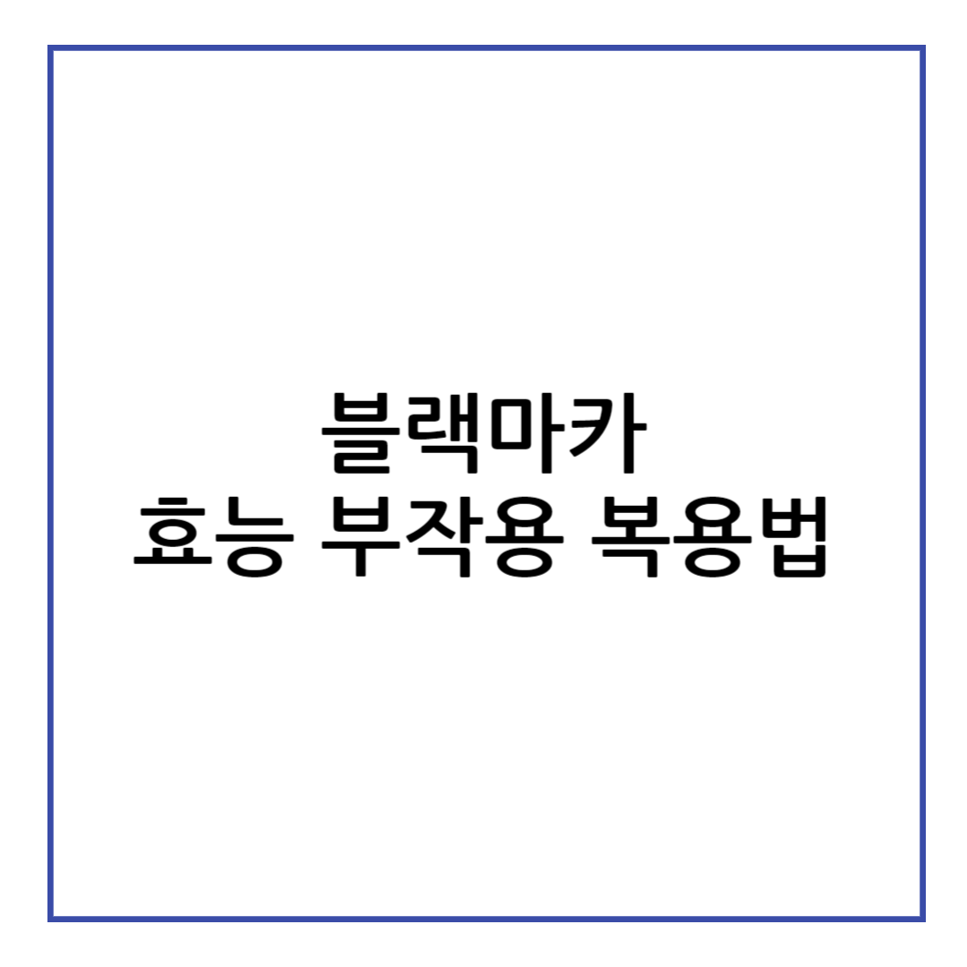블랙마카 효능