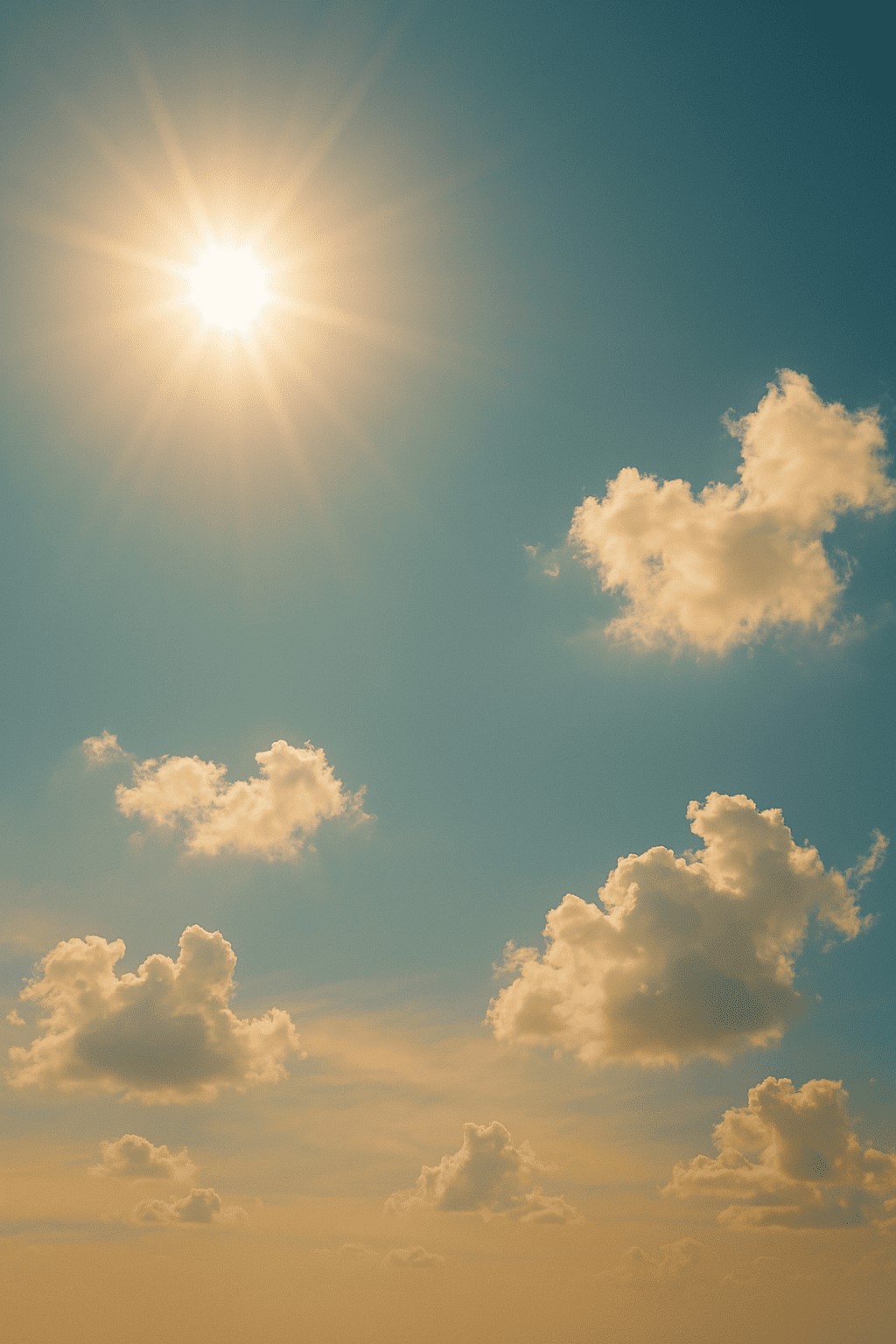 하늘에서 내리쬐는 태양