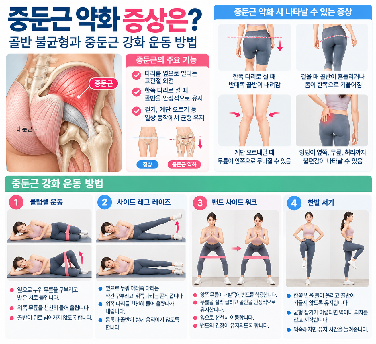 중둔근 약화 증상은? 골반 불균형과 중둔근 강화 운동 방법