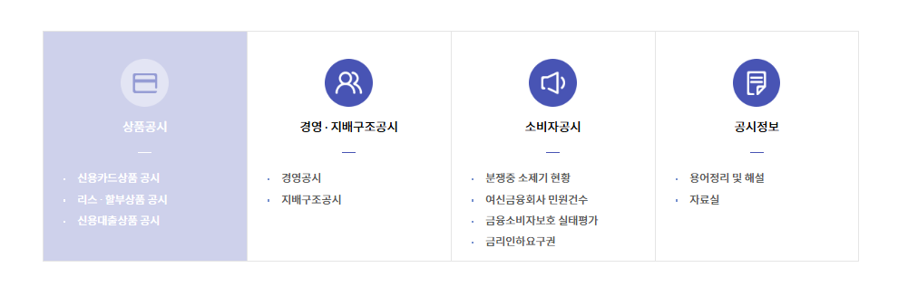 여신금융협회 홈페이지 바로가기 (https://gongsi.crefia.or.kr/)