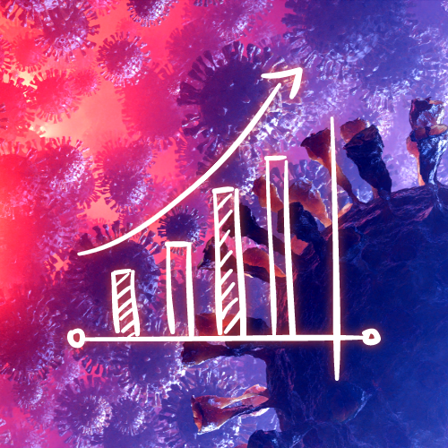 코로나 확산세를 상징하는 그래프 디자인을 만들었습니다.