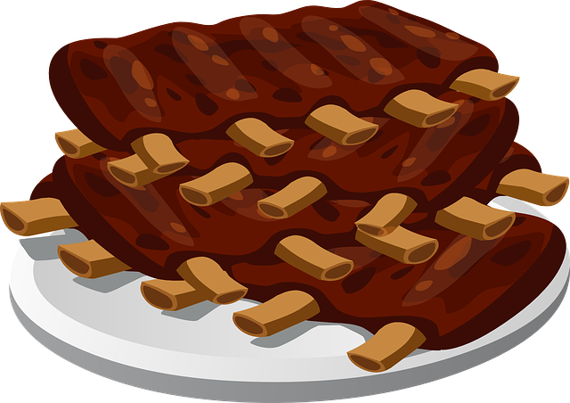 양념이 발라져있는 돼지고기의 립 부위