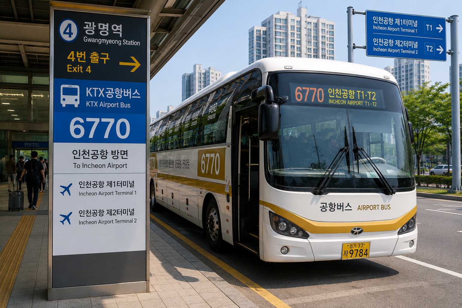 광명역에서 인천공항 가는 방법, 6770번 공항버스 타는 곳·시간·요금