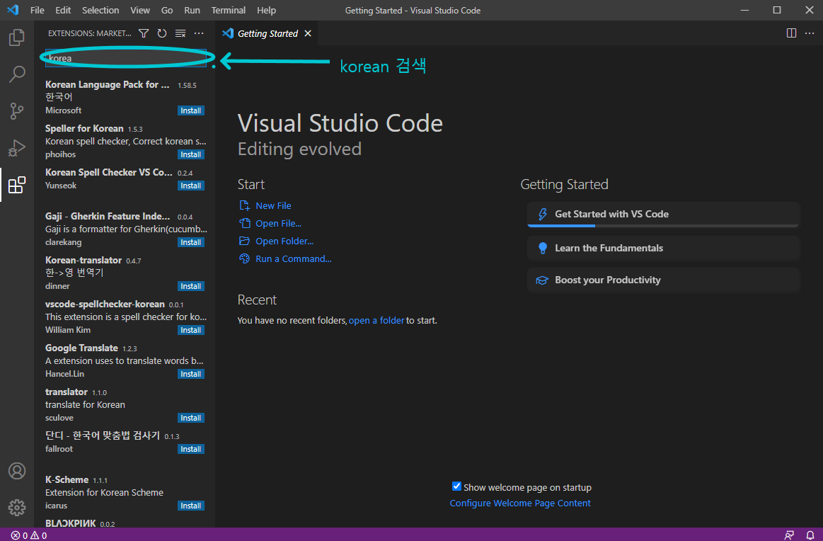 VScode-extensions-click-next-VScode-korea-search-top-click-image