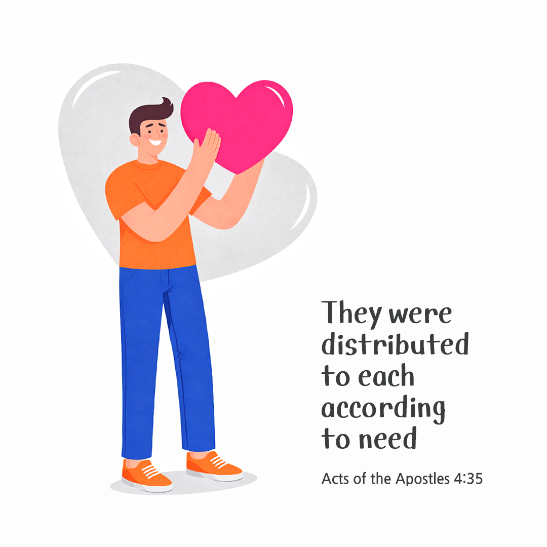 Today's Bible verse card Acts of the Apostles 4:35 scripture image