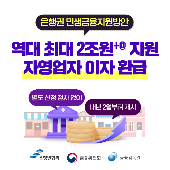 금융위원회 자영업자 및 소상공인 지원 포스트