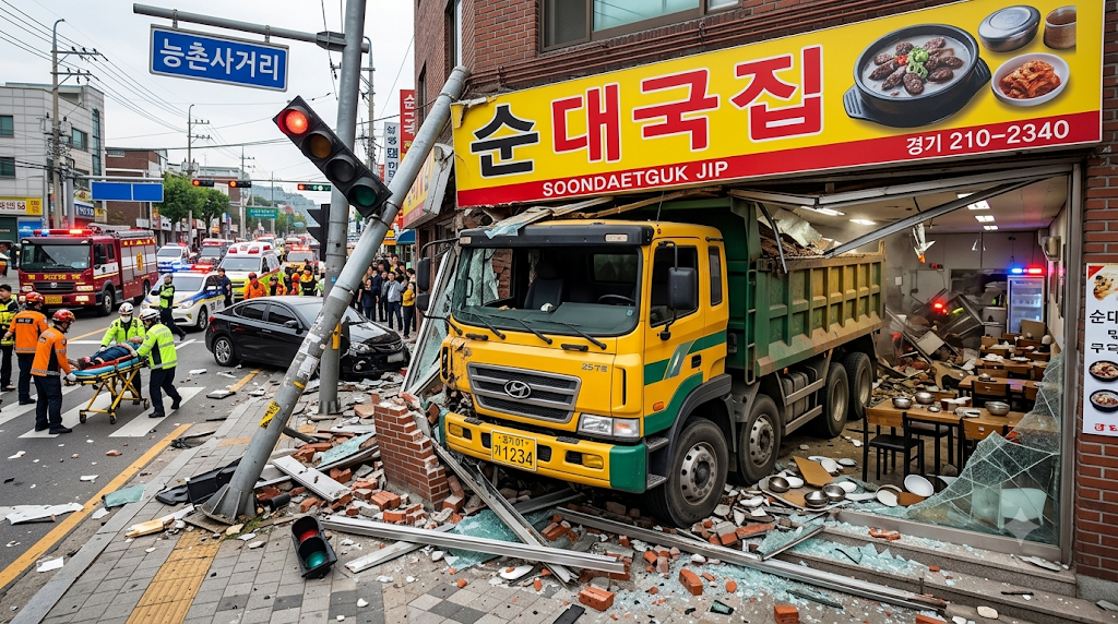 능촌사거리 덤프트럭 돌진 사고