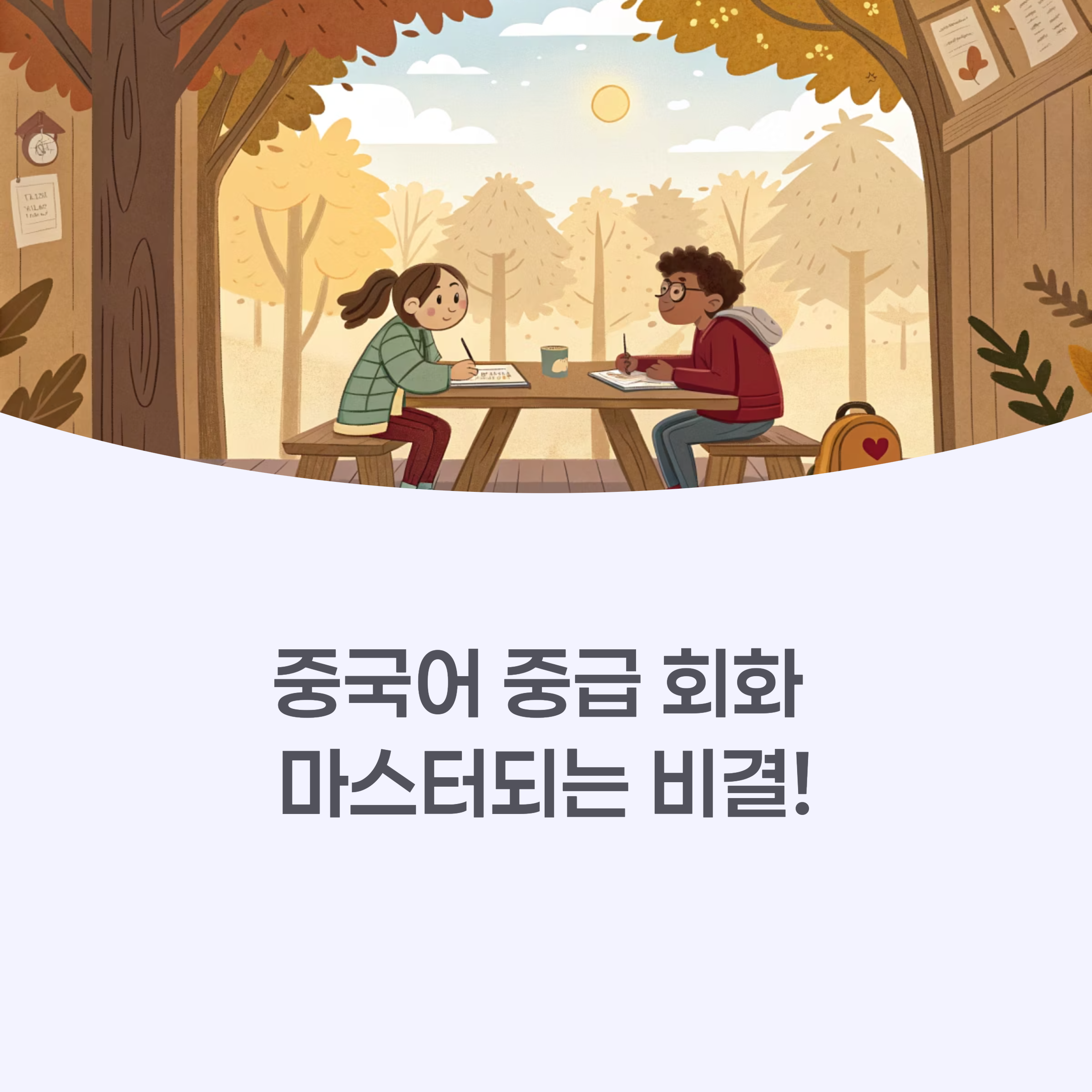 활기차게 중국어로 대화하는 사람들의 모습