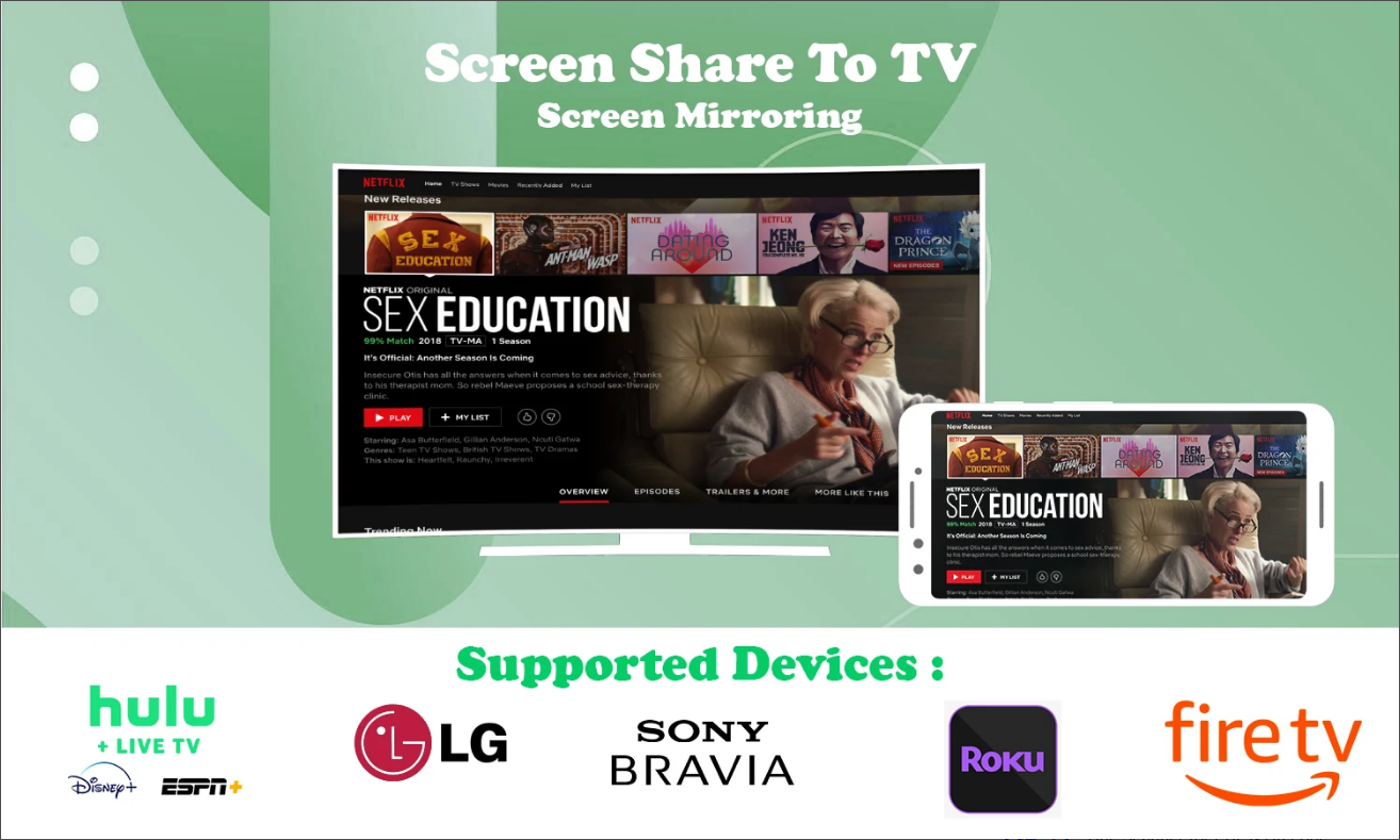 Hulu 화면 공유를 TV로, 휴대폰 화면을 TV, Roku, Chromecast에 미러링