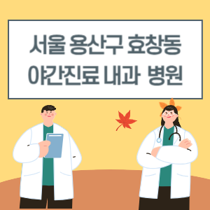 용산구 효창동 야간진료 내과 병원 리스트 (18시 이후 늦게까지하는 병원)