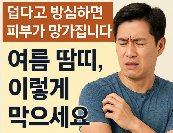 땀띠로 힘들어하는 남성의 모습