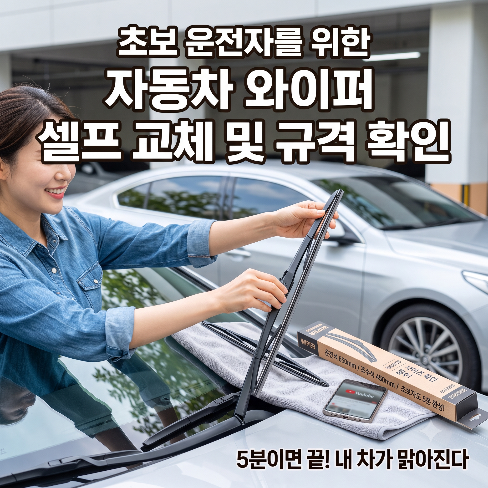 초보 운전자도 5분 만에 끝내는 자동차 와이퍼 셀프 교체 방법 및 규격 확인법