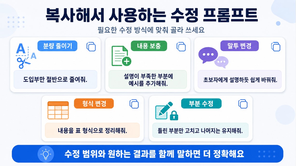 복사해서 쓰는 AI 수정 프롬프트 5가지