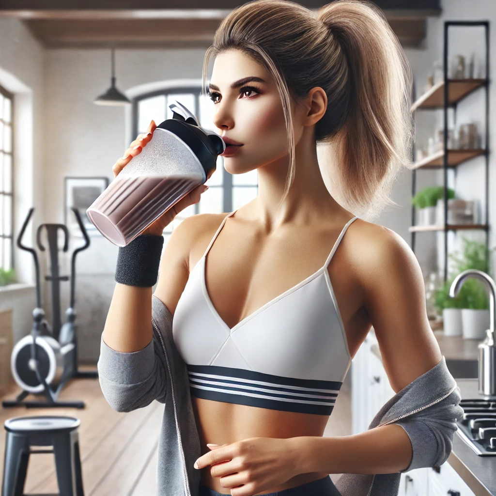 단백질-보충제-먹고있는-여자