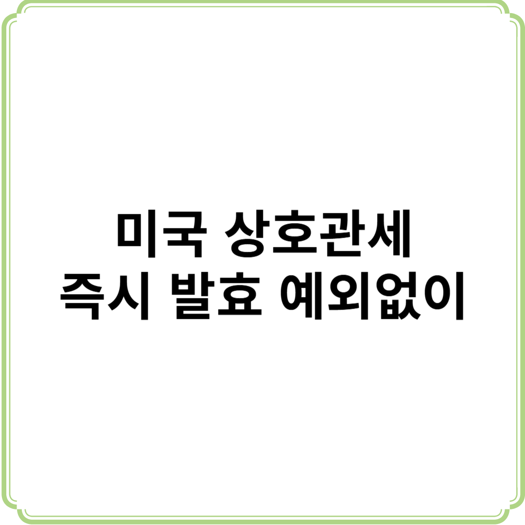 미국 상호관세 즉시 발효 예외 면제 없이